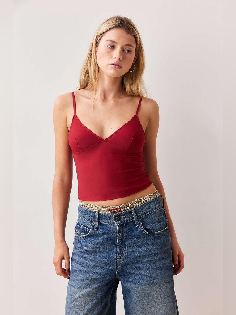 Urban Outfitters Red Je T’aime Mesh Cami